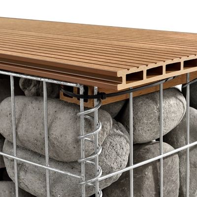 Garden Wire Box Stone Box Teak WPC 3.5mm Gabion Bench Seat